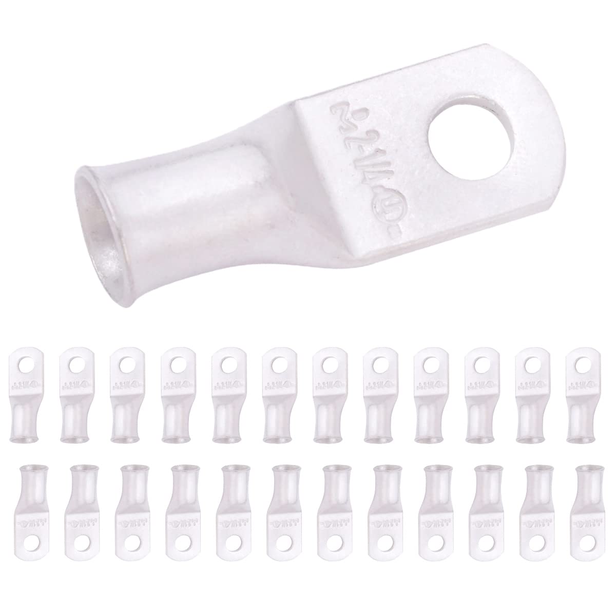 2 AWG (2 Gauge) 1/4" Stud, Tinned Copper Battery Cable Ends, Wire Lugs, Marine Grade, MD0214P