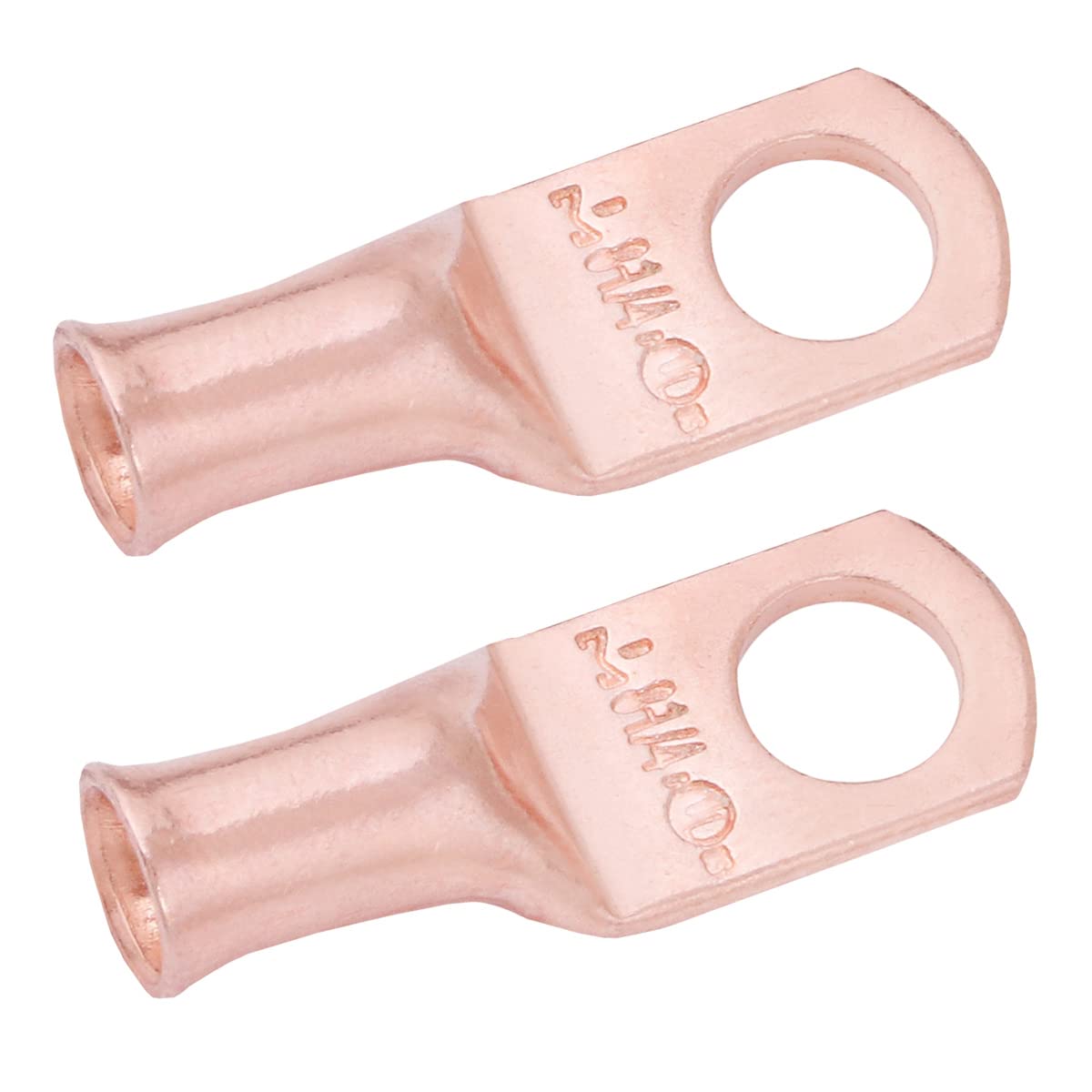 8 AWG (8 Gauge) 1/4" Stud, Bare Copper Battery Cable Ends, Wire Lugs, Heavy Duty, MD0814U