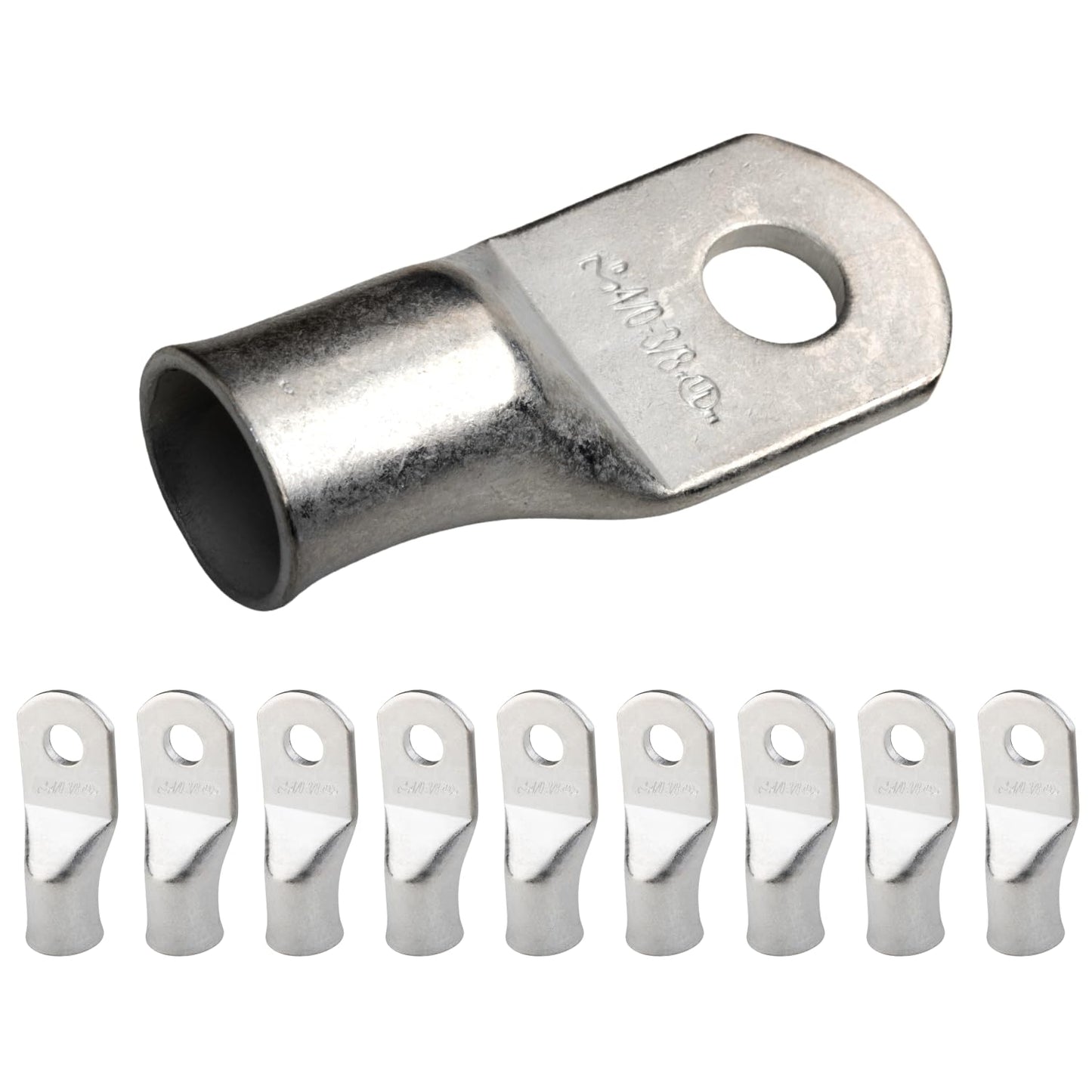 4/0 AWG (0000 Gauge) 3/8" Stud, Tinned Copper Battery Cable Ends, Wire Lugs, Marine Grade, MD4038P