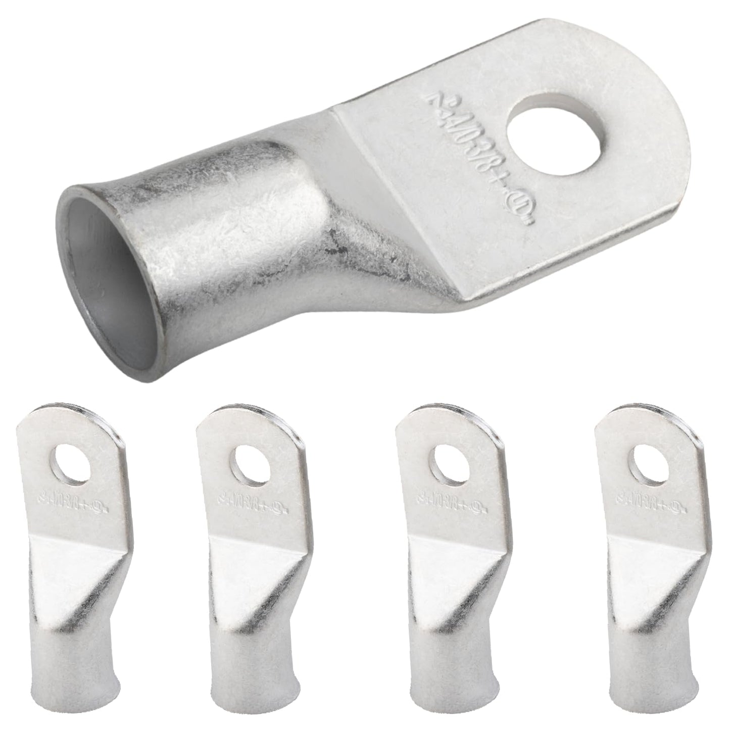 4/0 AWG (0000 Gauge) (XL), 3/8" Stud, Tinned Copper Battery Cable Ends, Wire Lugs, Marine Grade, MD4038PXL