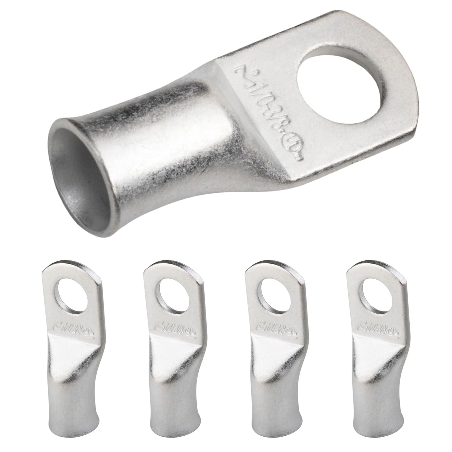 1/0 AWG (0 Gauge) 3/8" Stud, Tinned Copper Battery Cable Ends, Wire Lugs, Marine Grade, MD1038P