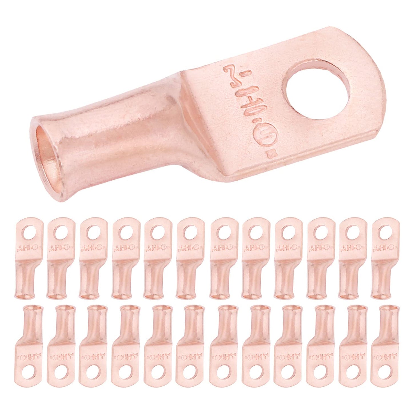 8 AWG (8 Gauge) #10 Stud, Wire Lugs, Bare Copper, Battery Cable Ends, Heavy Duty, MD0810U