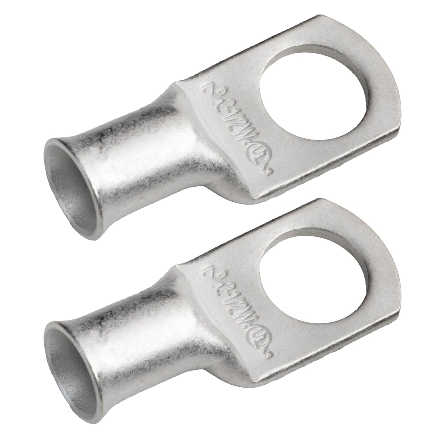 2 AWG (2 Gauge) 1/2" Stud, Tinned Copper Battery Cable Ends, Wire Lugs, Marine Grade, MD0212PW