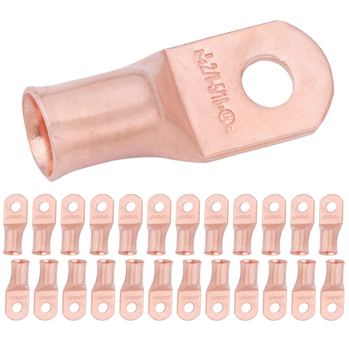 2/0 AWG (00 Gauge) 5/16" Stud, Bare Copper Battery Cable Ends, Wire Lugs, Heavy Duty, MD2056U