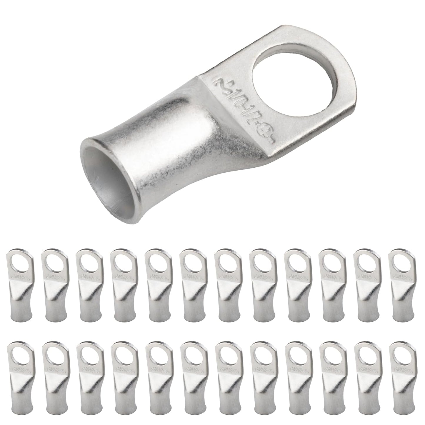 1/0 AWG (0 Gauge) 1/2" Stud, Tinned Copper Battery Cable Ends, Wire Lugs, Marine Grade, MD1012P