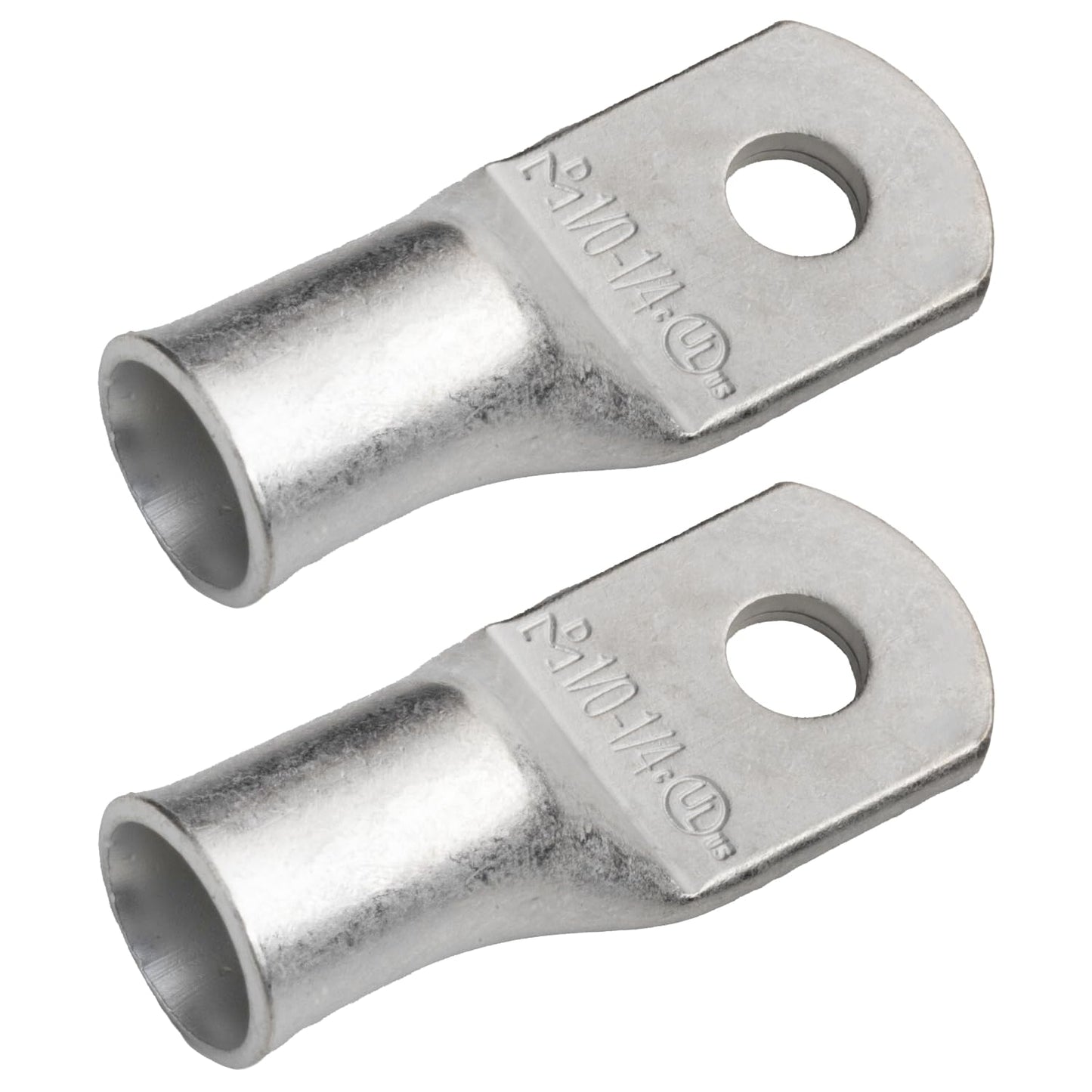 1/0 AWG (0 Gauge) 1/4" Stud, Tinned Copper Battery Cable Ends, Wire Lugs, Marine Grade, MD1014P