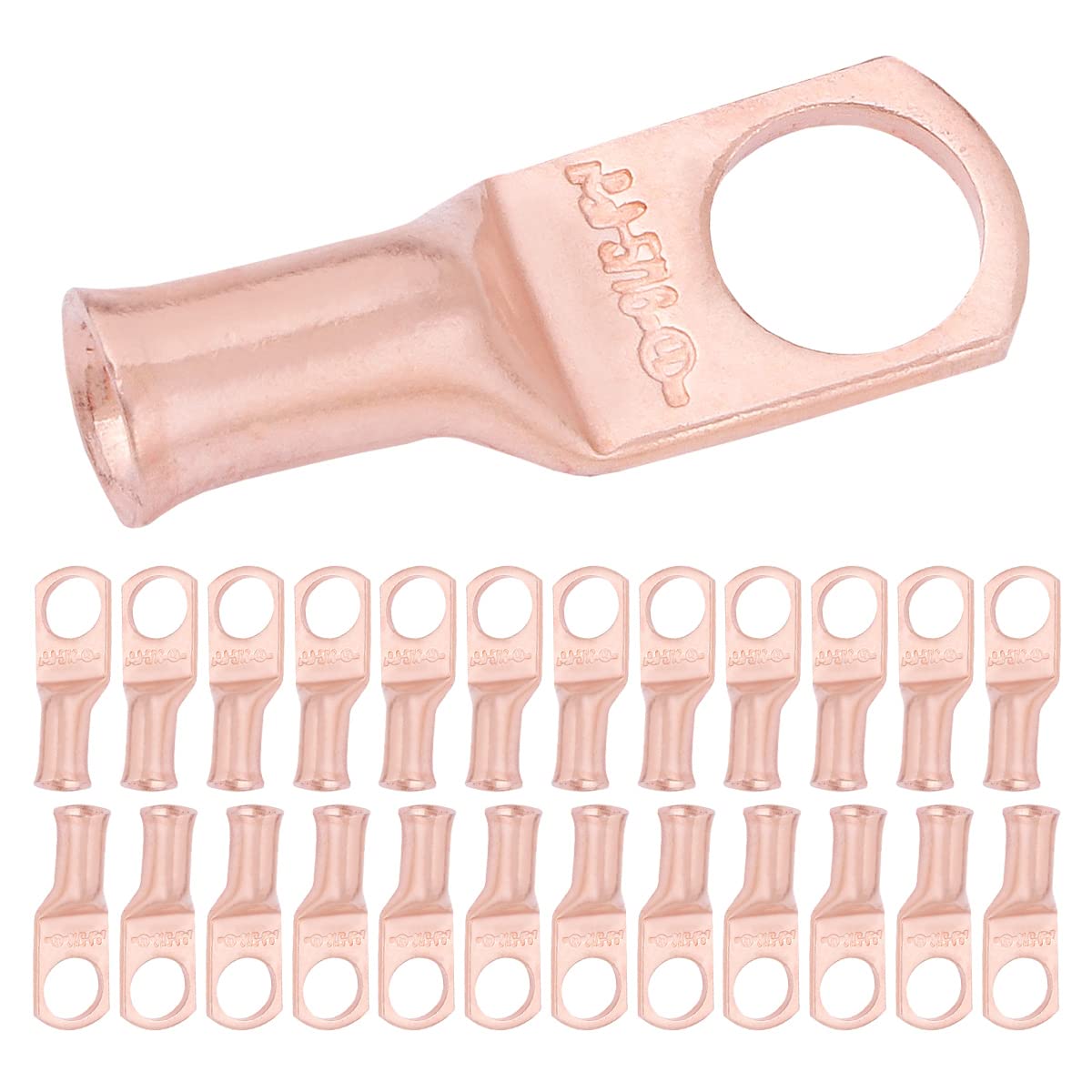 8 AWG (8 Gauge) 5/16" Stud, Bare Copper Battery Cable Ends, Wire Lugs, Heavy Duty, MD0856U