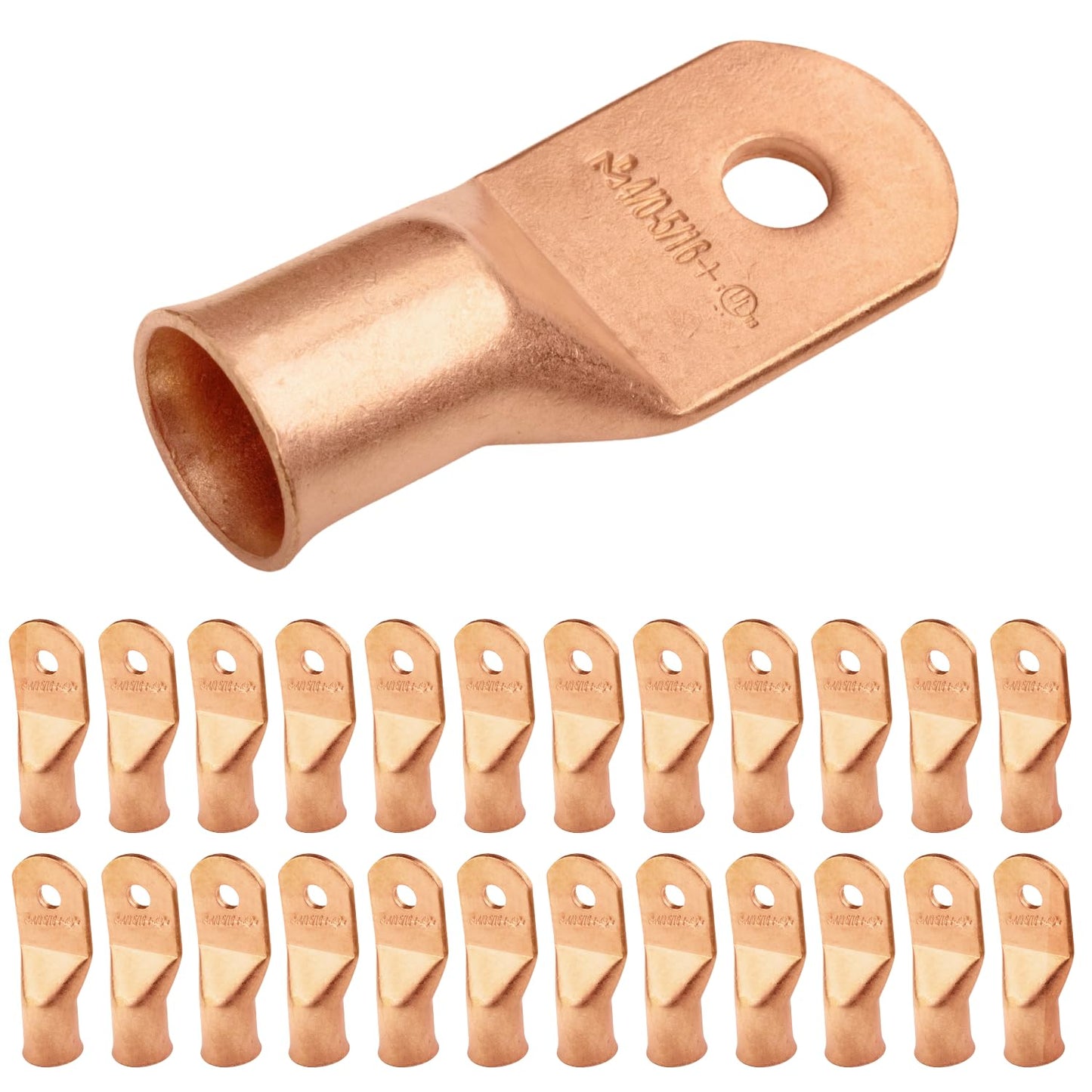 4/0 AWG (0000 Gauge) (XL), 5/16" Stud, Bare Copper Battery Cable Ends, Wire Lugs, Heavy Duty, MD4056UXL