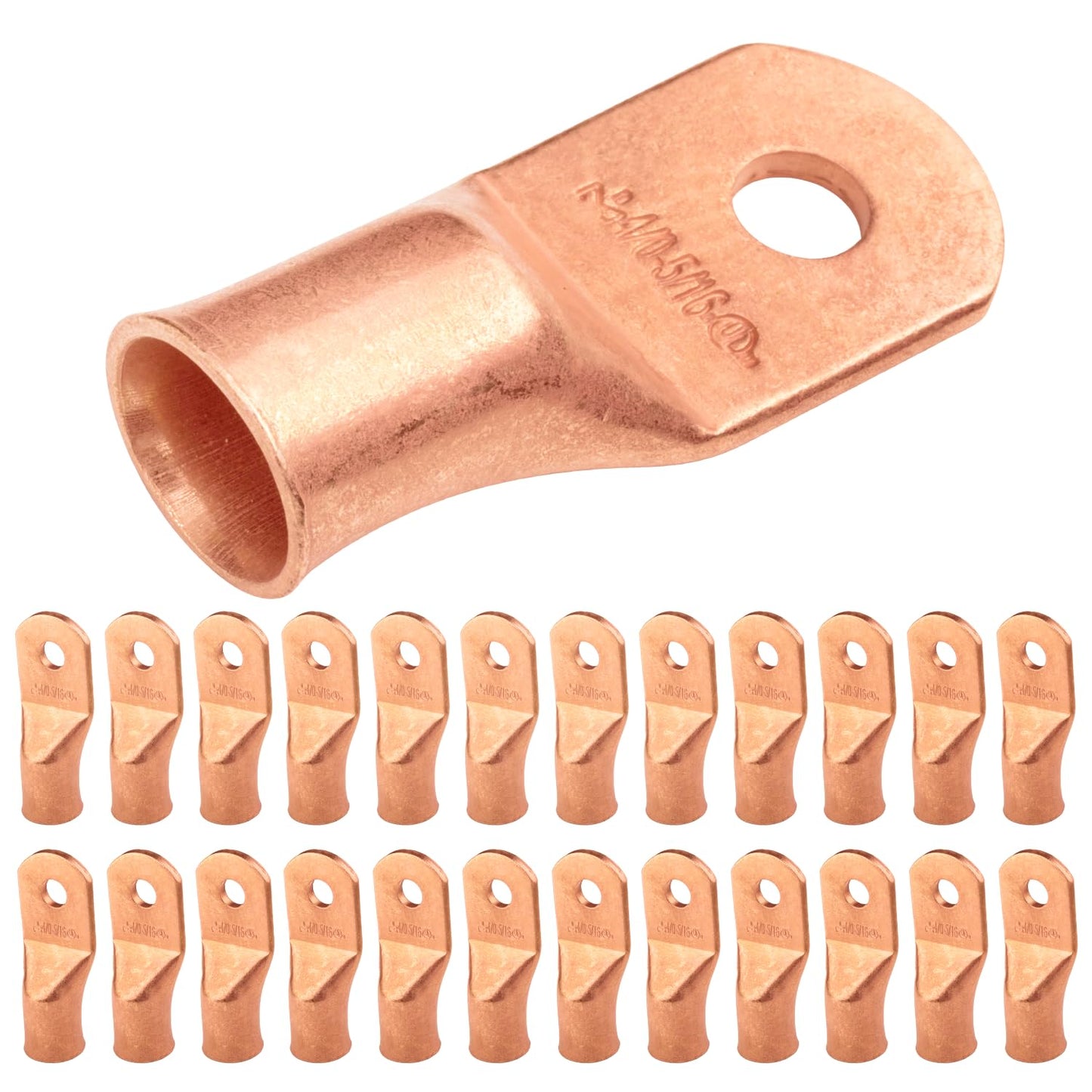 4/0 AWG (0000 Gauge) 5/16" Stud, Bare Copper Battery Cable Ends, Wire Lugs, Heavy Duty, MD4056U