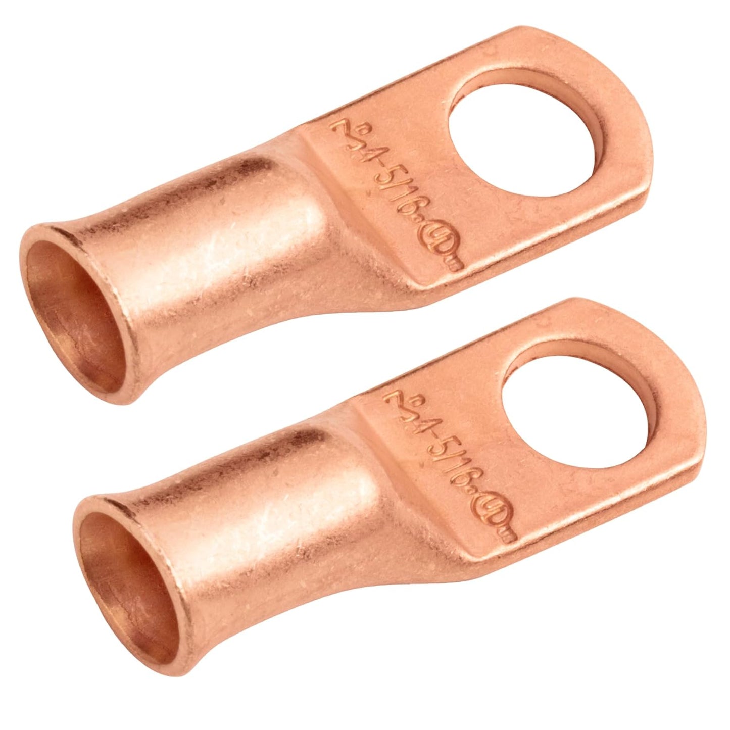 4 AWG (4 Gauge) 5/16" Stud, Bare Copper Battery Cable Ends, Wire Lugs, Heavy Duty, MD0456U