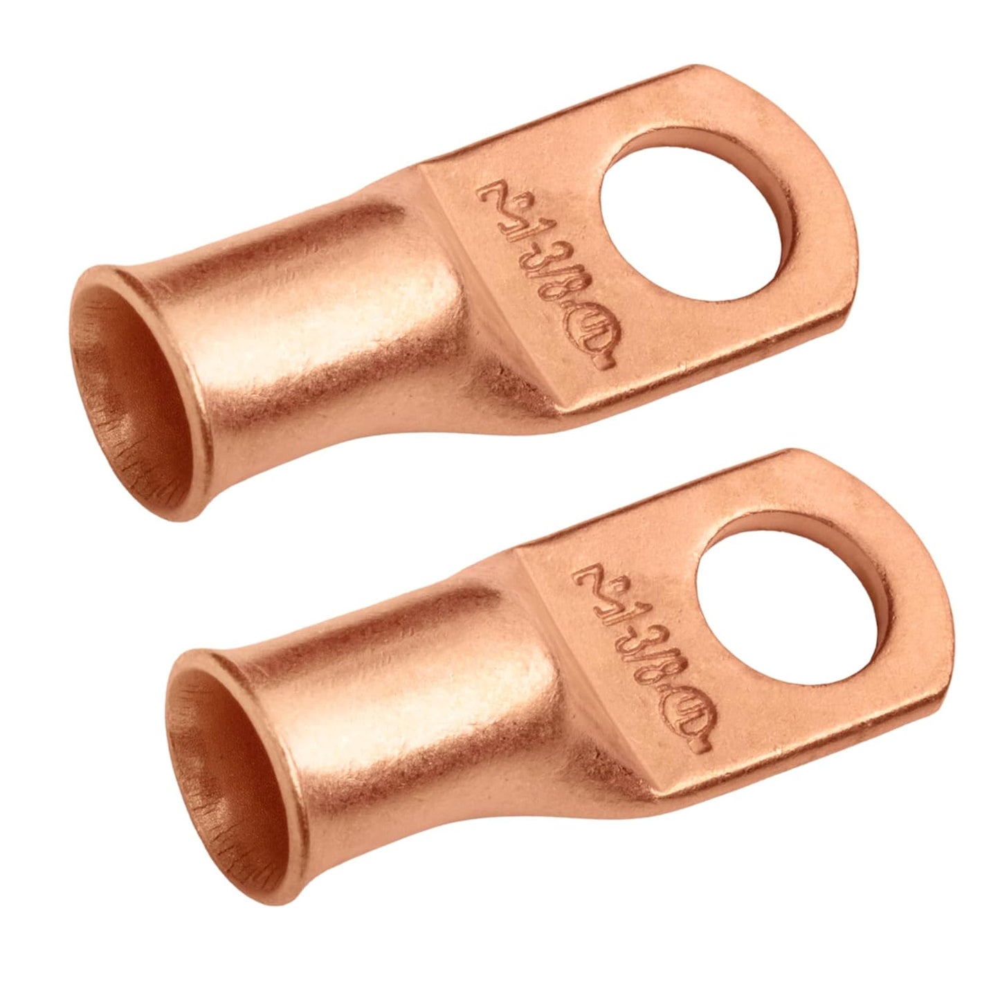 1AWG (1 Gauge) 3/8" Stud, Bare Copper Battery Cable Ends, Wire Lugs, Heavy Duty, MD0138U