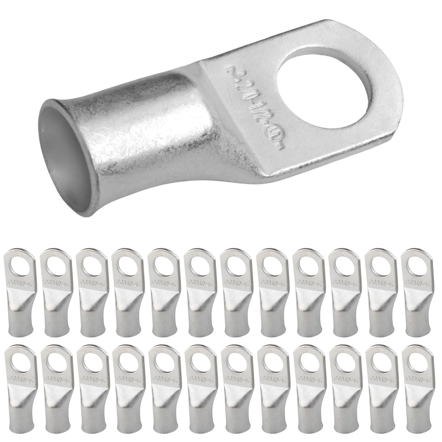 2/0 AWG (00 Gauge) 1/2" Stud, Tinned Copper Battery Cable Ends, Wire Lugs, Marine Grade, MD2012P