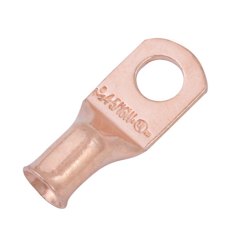 4 AWG, 5/16" Stud, (Wide Pad) Bare Copper Battery Cable Ends, Wire Lugs, Heavy Duty, MD0456UW