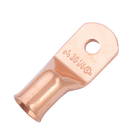 3/0 AWG, 1/4" Stud, Bare Copper Battery Cable Ends, Wire Lugs, Heavy Duty, MD3014U