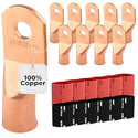 4/0 AWG (0000 Gauge) (XL), 3/8" Stud, Bare Copper Battery Cable Ends, Wire Lugs, Heavy Duty, MD4038UXL - 4