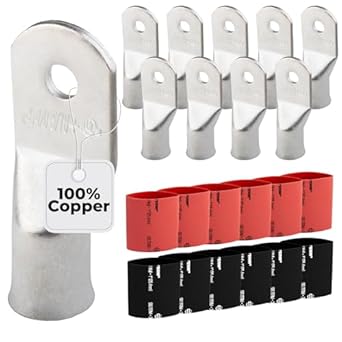 4/0 AWG (0000 Gauge) (XL), 5/16" Stud, Tinned Copper Battery Cable Ends, Wire Lugs, Marine Grade, MD4056PXL