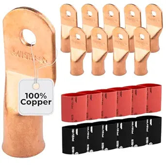 4/0 AWG (0000 Gauge) (XL), 5/16" Stud, Bare Copper Battery Cable Ends, Wire Lugs, Heavy Duty, MD4056UXL