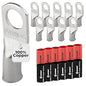 4 AWG (4 Gauge) 3/8" Stud, (Wide Pad) Tinned Copper Battery Cable Ends, Wire Lugs, Marine Grade, MD0438PW