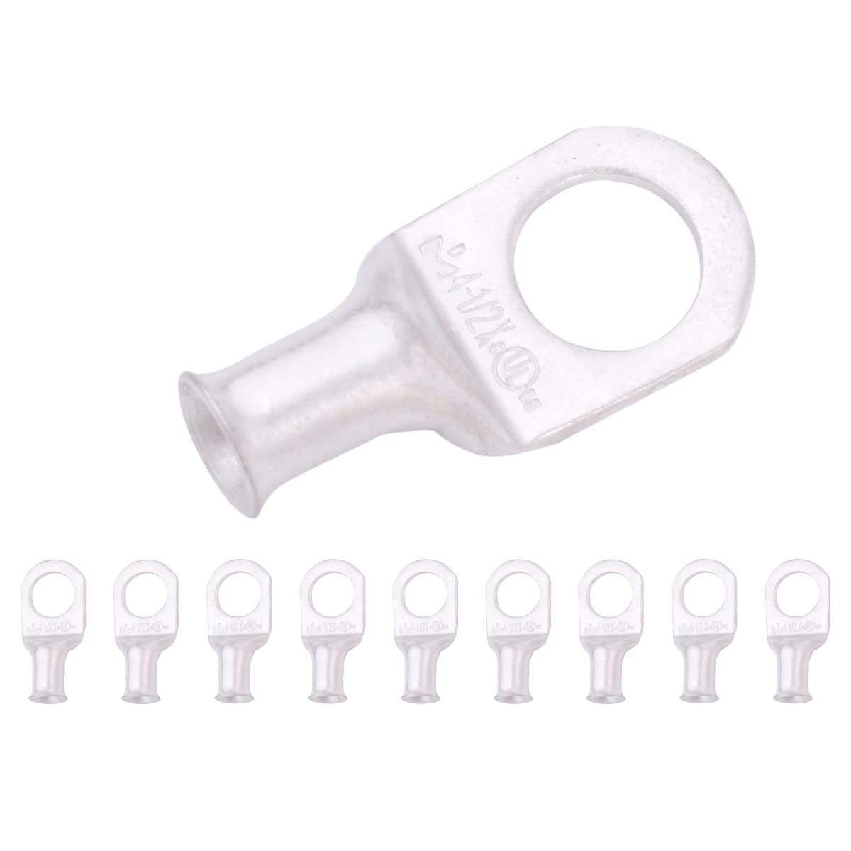 4 AWG (4 Gauge) 1/2" Stud, Tinned Copper Battery Cable Ends, Wire Lugs, Marine Grade, MD0412PX