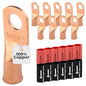 4 AWG (4 Gauge) 5/16" Stud, (Wide Pad) Bare Copper Battery Cable Ends, Wire Lugs, Heavy Duty, MD0456UW