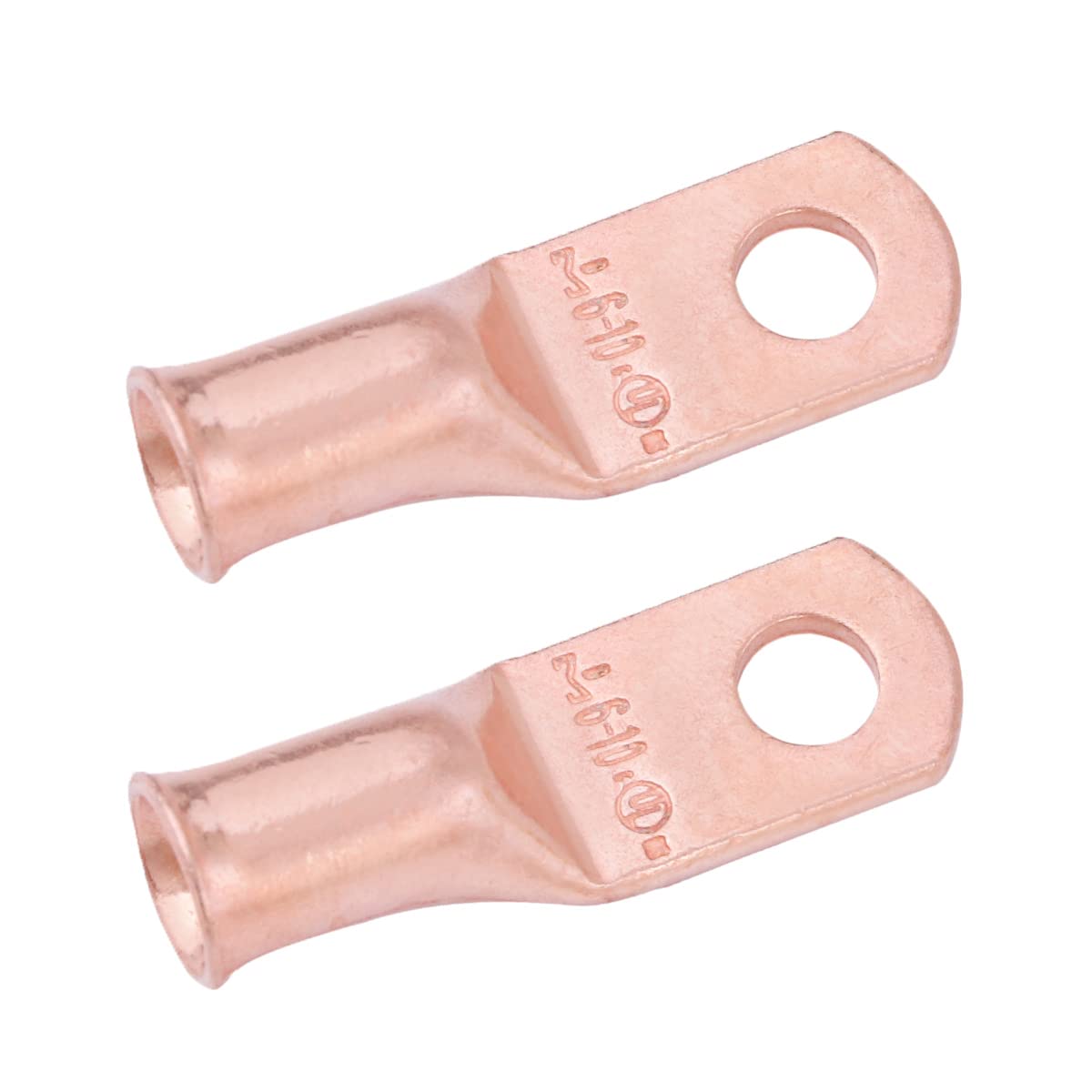 6 AWG (6 Gauge) #10 Stud, Bare Copper Battery Cable Ends, Wire Lugs, Heavy Duty, MD0610U