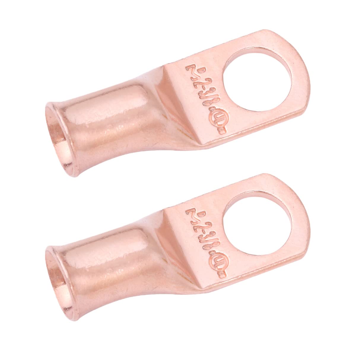 2 AWG (2 Gauge) 3/8" Stud, Bare Copper Battery Cable Ends, Wire Lugs, Heavy Duty, MD0238U