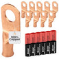 8 AWG (8 Gauge) 5/16" Stud, (Wide Pad) Bare Copper Battery Cable Ends, Wire Lugs, Heavy Duty, MD0856UW