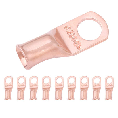 2 AWG (2 Gauge) 3/8" Stud, Bare Copper Battery Cable Ends, Wire Lugs, Heavy Duty, MD0238U