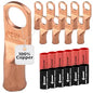 6 AWG (6 Gauge) 5/16" Stud, Bare Copper Battery Cable Ends, Wire Lugs, Heavy Duty, MD0656U