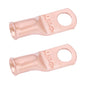 6 AWG (6 Gauge) 1/4" Stud, Bare Copper Battery Cable Ends, Wire Lugs, Heavy Duty, MD0614U