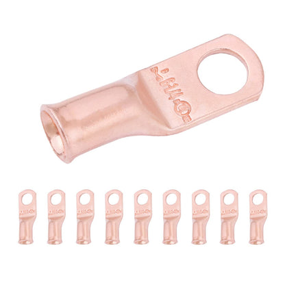 6 AWG (6 Gauge) 1/4" Stud, Bare Copper Battery Cable Ends, Wire Lugs, Heavy Duty, MD0614U