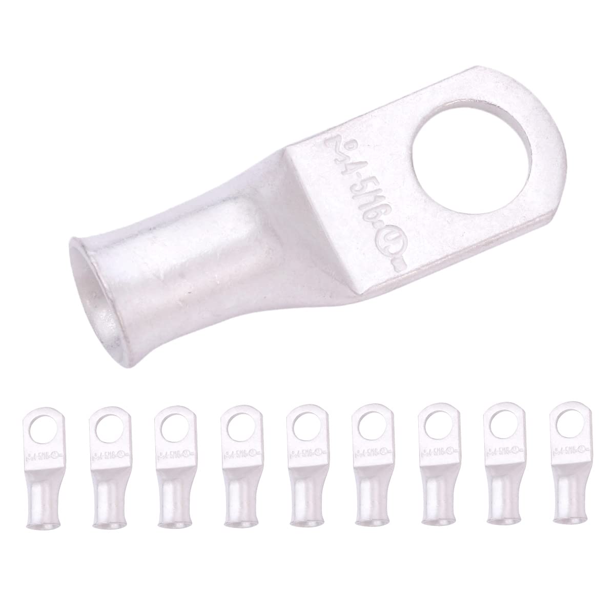4 AWG (4 Gauge) 5/16" Stud, Tinned Copper Battery Cable Ends, Wire Lugs, Marine Grade, MD0456P
