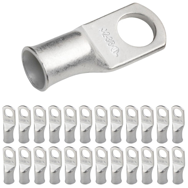 2 AWG (2 Gauge) 3/8" Stud, Tinned Copper Battery Cable Ends, Wire Lugs, Marine Grade, MD0238P
