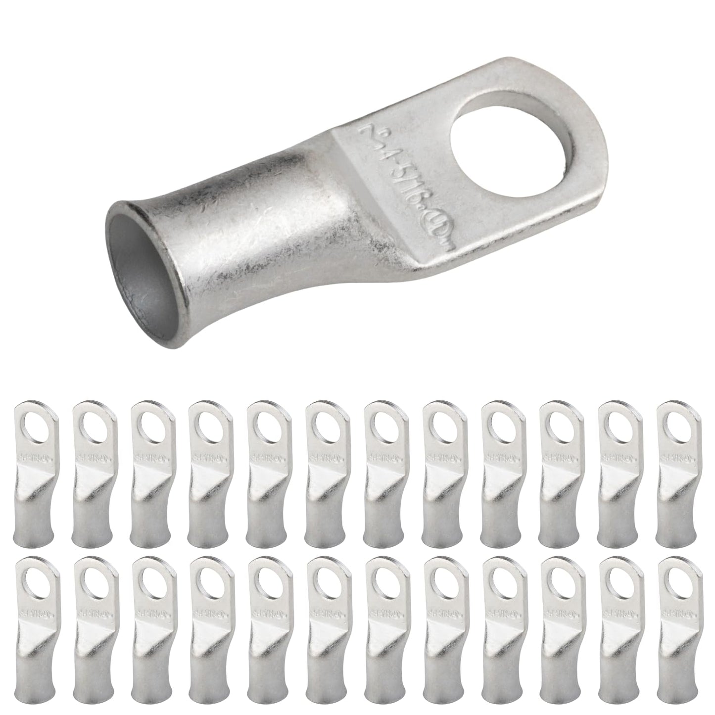 4 AWG (4 Gauge) 5/16" Stud, Tinned Copper Battery Cable Ends, Wire Lugs, Marine Grade, MD0456P