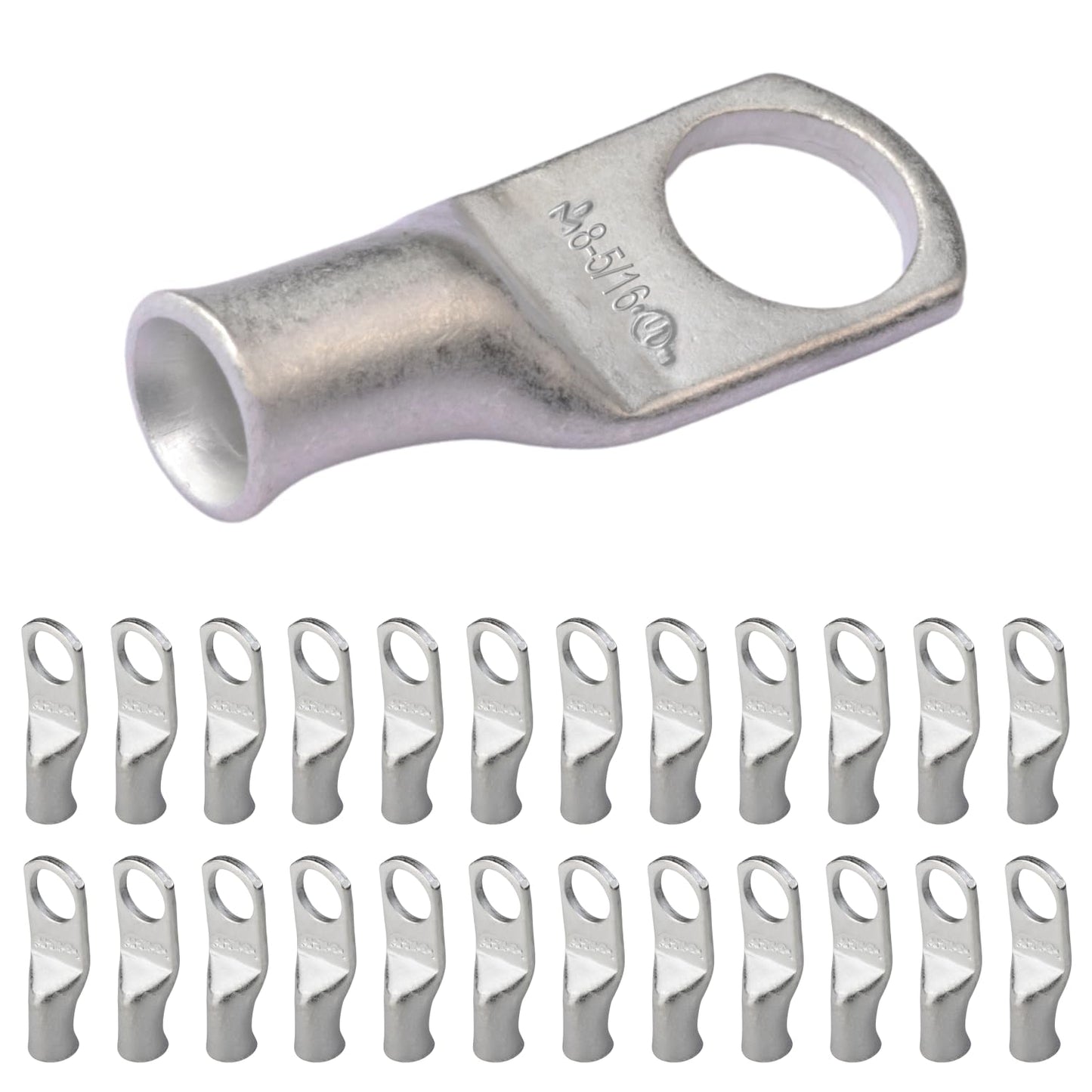 8 AWG (8 Gauge) 5/16" Stud, Tinned Copper Battery Cable Ends, Wire Lugs, Marine Grade, MD0856P