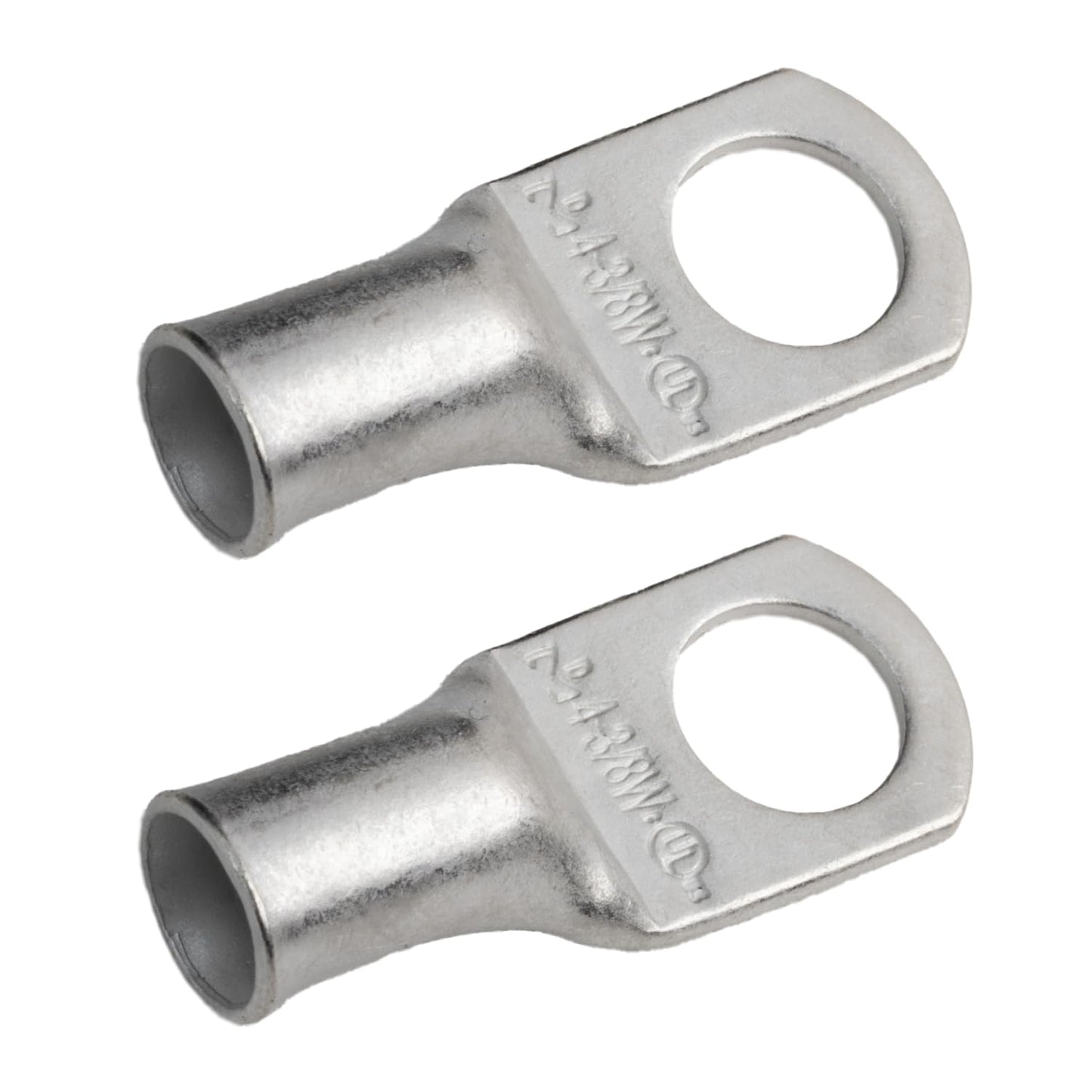 4 AWG (4 Gauge) 3/8" Stud, (Wide Pad) Tinned Copper Battery Cable Ends, Wire Lugs, Marine Grade, MD0438PW