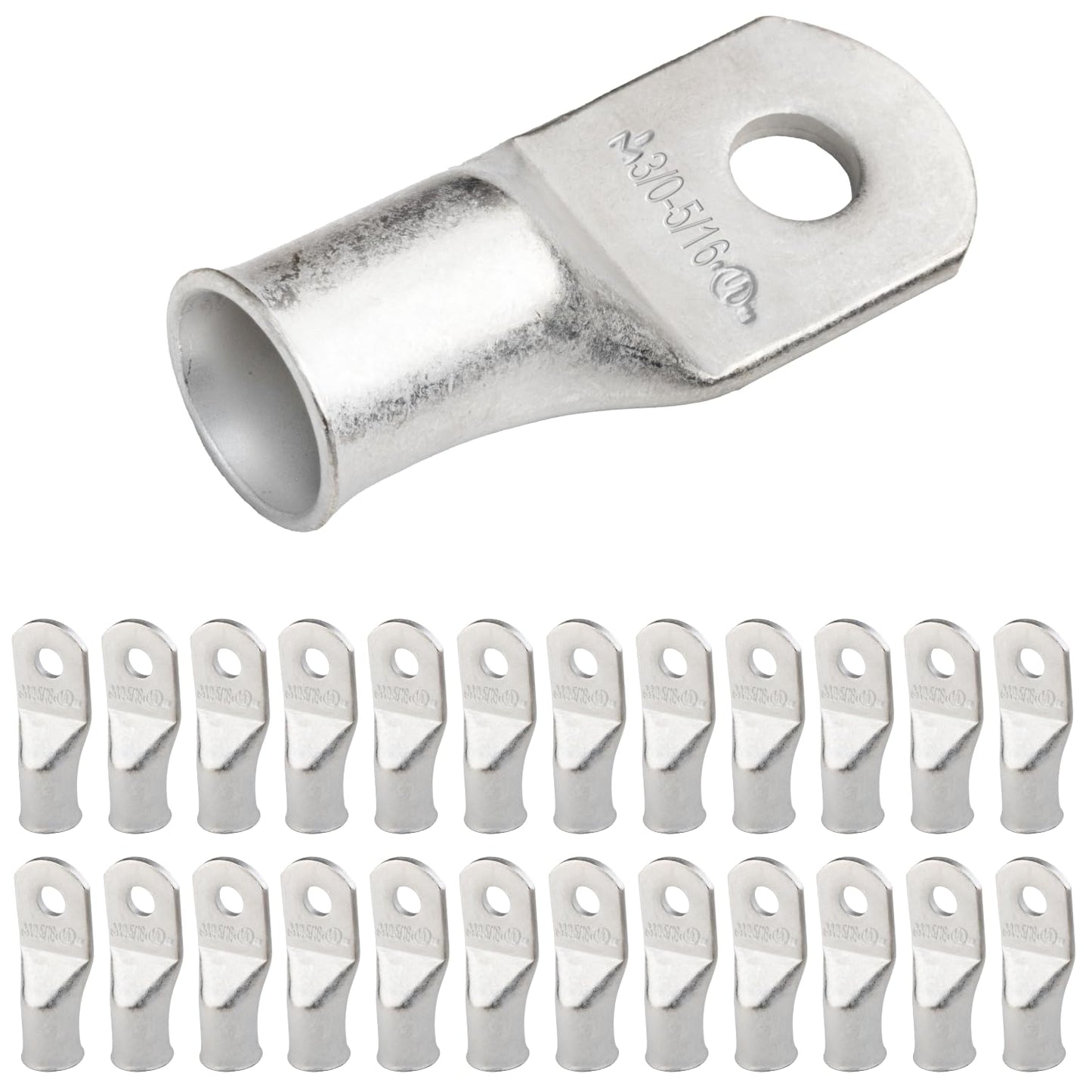 3/0 AWG (000 Gauge) 5/16" Stud, Tinned Copper Battery Cable Ends, Wire Lugs, Marine Grade, MD3056P
