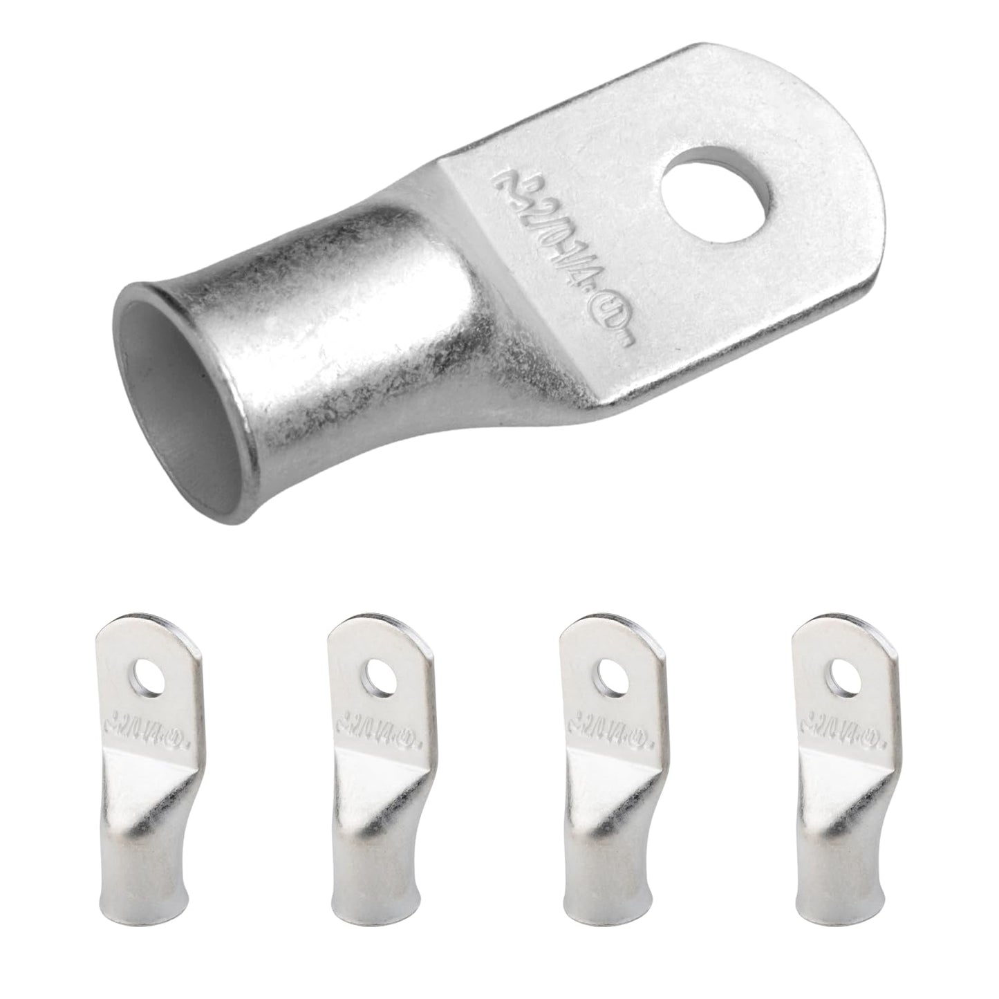 2/0 AWG (00 Gauge) 1/4" Stud, Tinned Copper Battery Cable Ends, Wire Lugs, Marine Grade, MD2014P