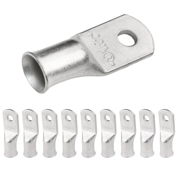 2 AWG (2 Gauge) #10 Stud, Tinned Copper Battery Cable Ends, Wire Lugs, Marine Grade, MD0210P