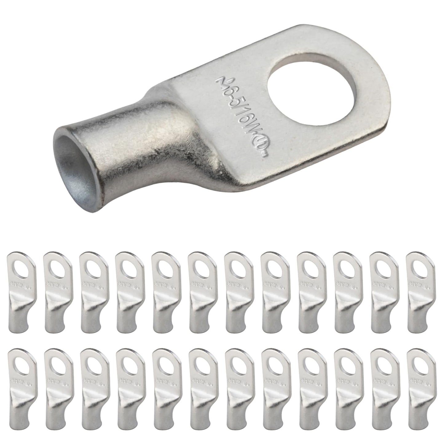 6 AWG (6 Gauge) 5/16" Stud, (Wide Pad) Tinned Copper Battery Cable Ends, Wire Lugs, Marine Grade, MD0656PW