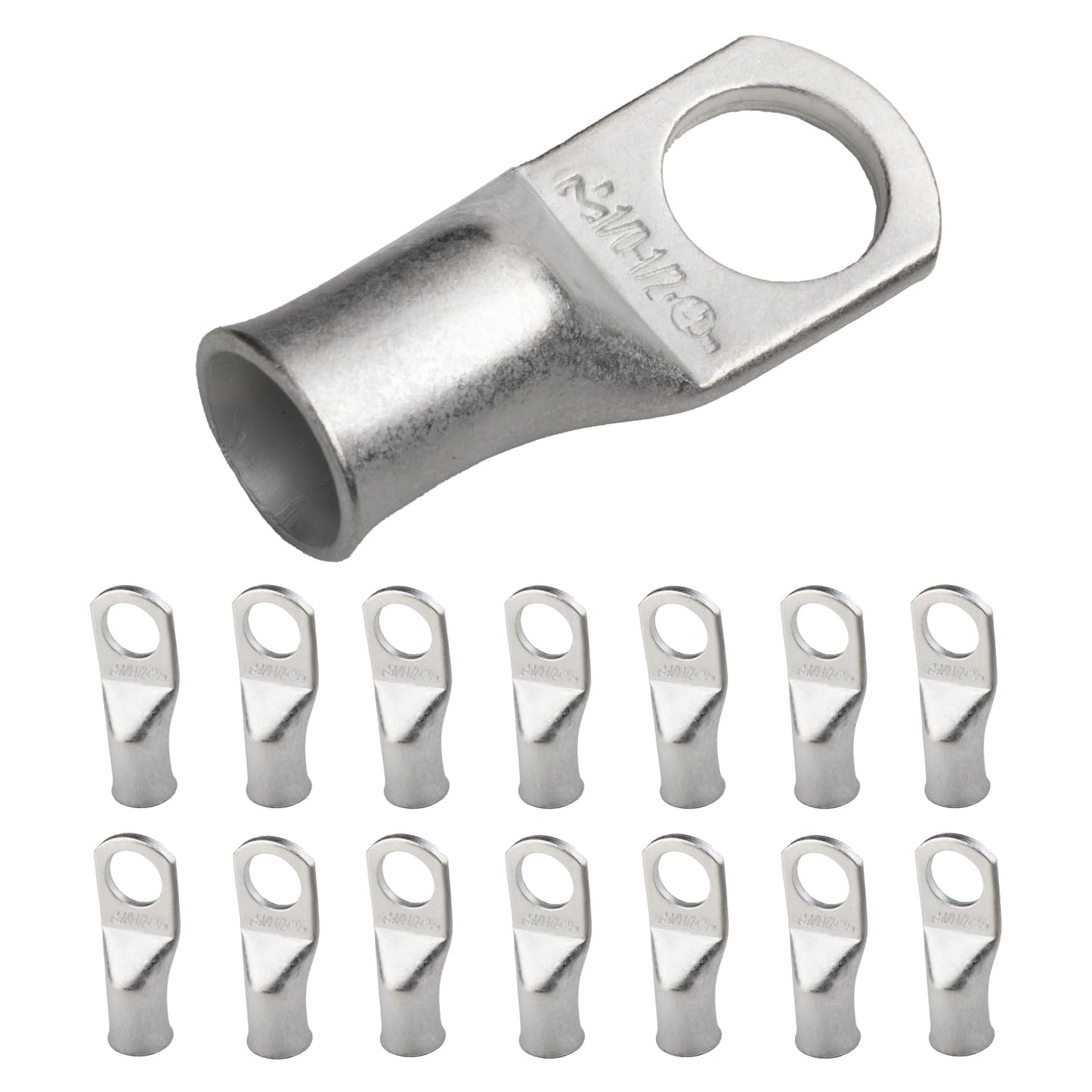 1/0 AWG (0 Gauge) 1/2" Stud, Tinned Copper Battery Cable Ends, Wire Lugs, Marine Grade, MD1012P