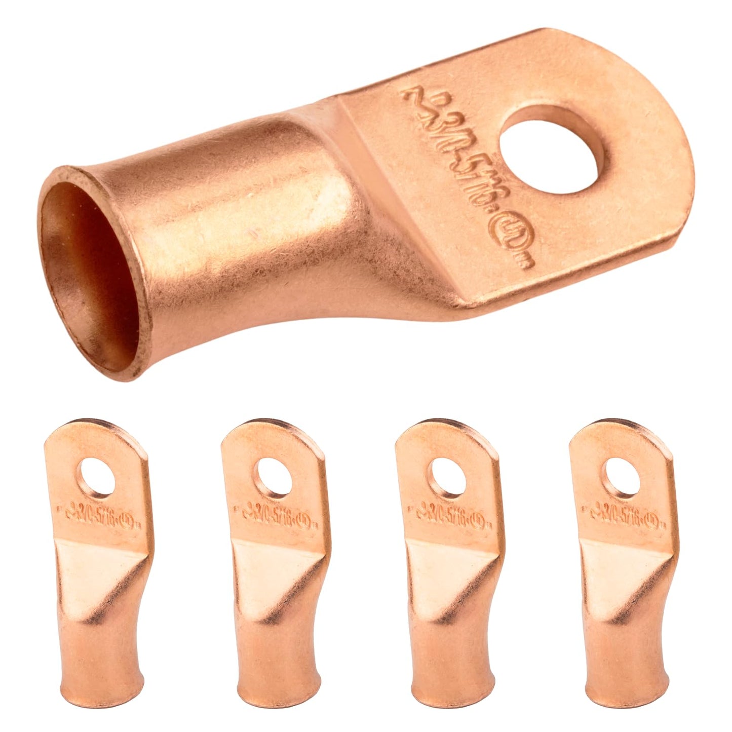 3/0 AWG (000 Gauge) 5/16" Stud, Bare Copper Battery Cable Ends, Wire Lugs, Heavy Duty, MD3056U