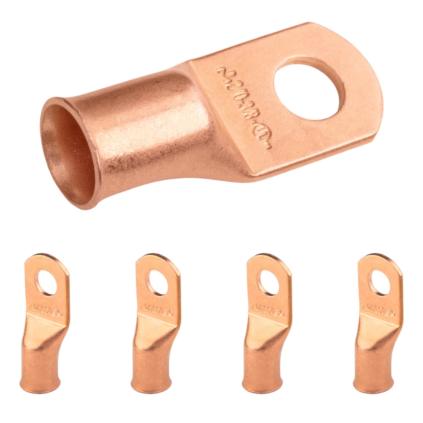 2/0 AWG (00 Gauge) 3/8" Stud, Bare Copper Battery Cable Ends, Wire Lugs, Heavy Duty, MD2038U