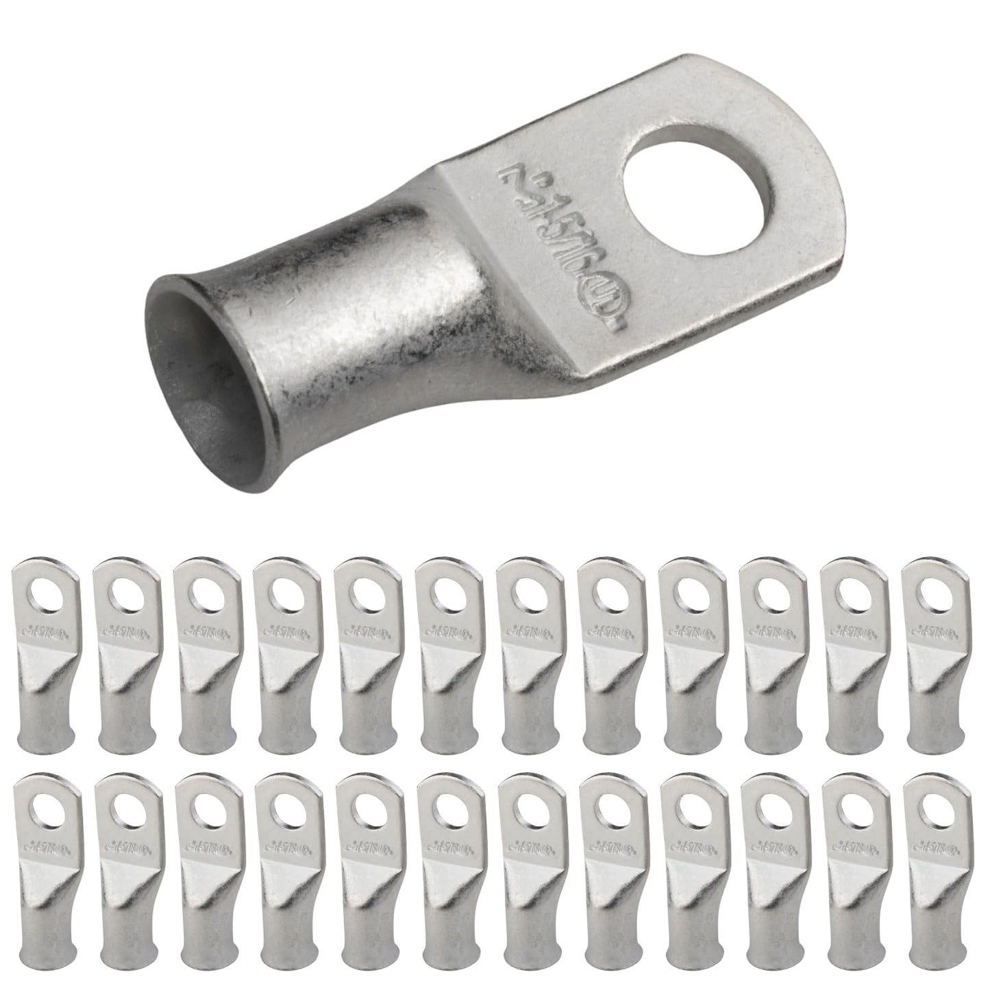 1AWG (1 Gauge) 5/16" Stud, Tinned Copper Battery Cable Ends, Wire Lugs, Marine Grade, MD0156P
