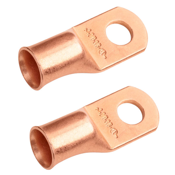 2/0 AWG (00 Gauge) 3/8" Stud, Bare Copper Battery Cable Ends, Wire Lugs, Heavy Duty, MD2038U
