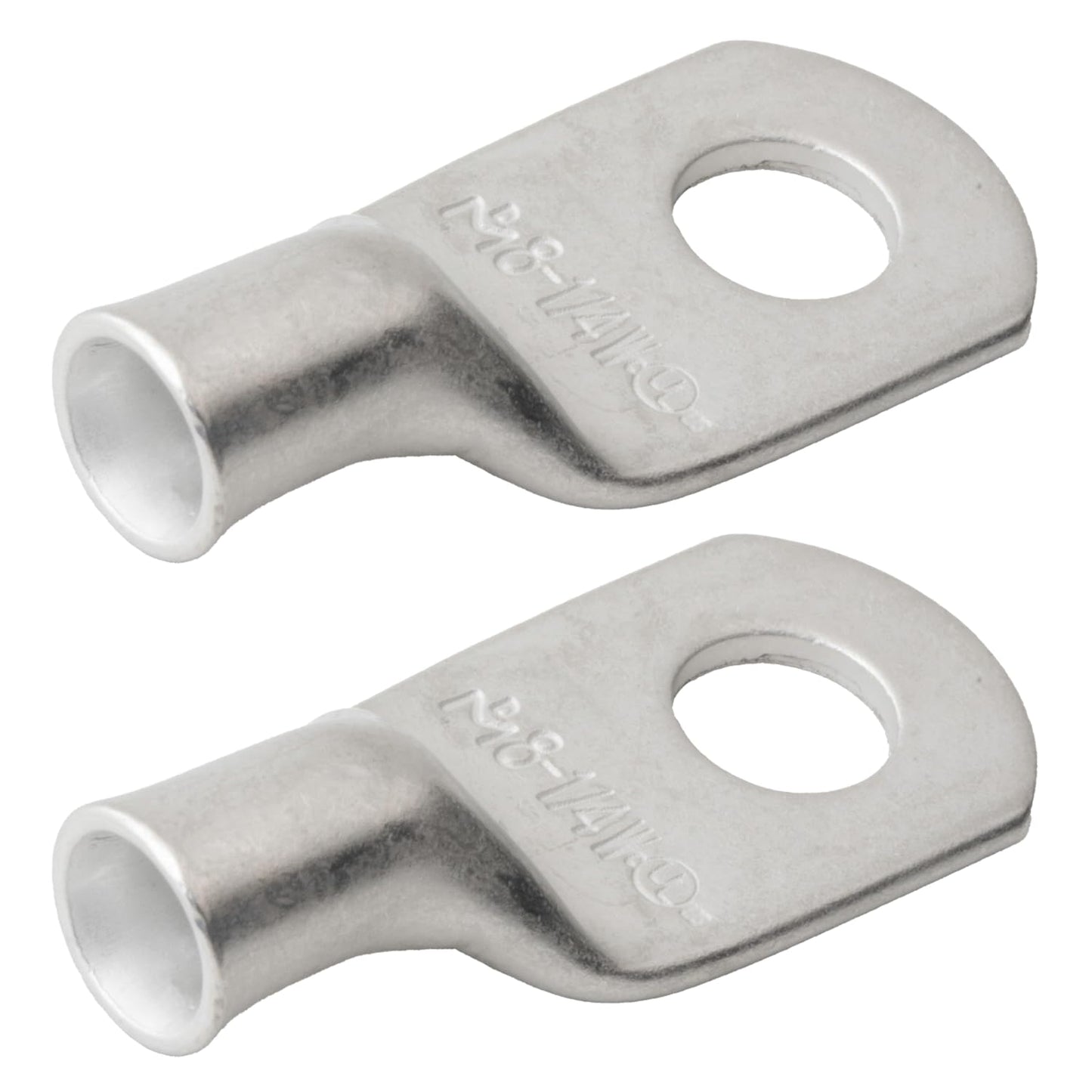 8 AWG (8 Gauge) 1/4" Stud, Tinned Copper Battery Cable Ends, Wire Lugs, Marine Grade, MD0814P