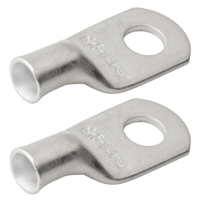 8 AWG (8 Gauge) 1/4" Stud, Tinned Copper Battery Cable Ends, Wire Lugs, Marine Grade, MD0814P