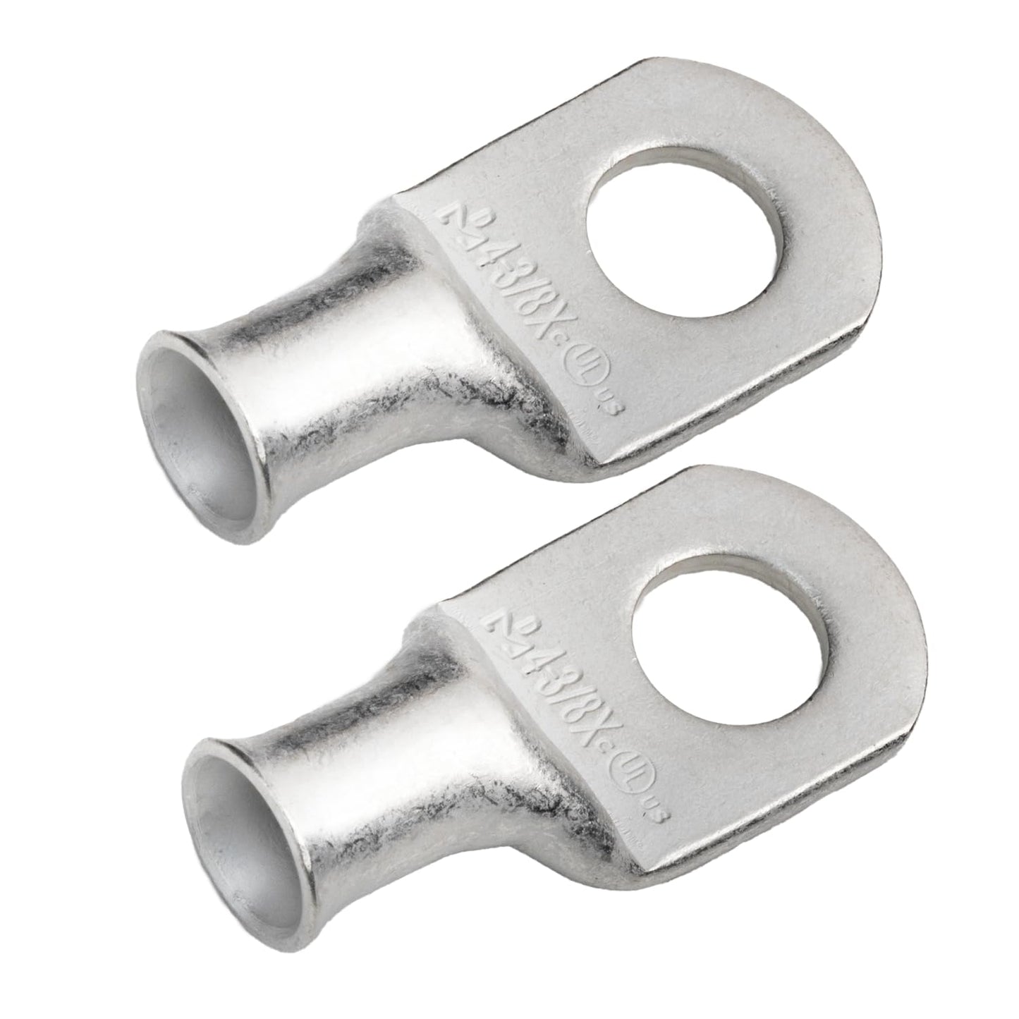 4 AWG (4 Gauge) 3/8" Stud, (X-Wide Pad) Tinned Copper Battery Cable Ends, Wire Lugs, Marine Grade, MD0438PX