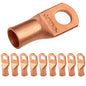 1/0 AWG (0 Gauge) 3/8" Stud, Bare Copper Battery Cable Ends, Wire Lugs, Heavy Duty, MD1038U
