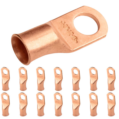 2/0 AWG (00 Gauge) 1/2" Stud, Bare Copper Battery Cable Ends, Wire Lugs, Heavy Duty, MD2012U